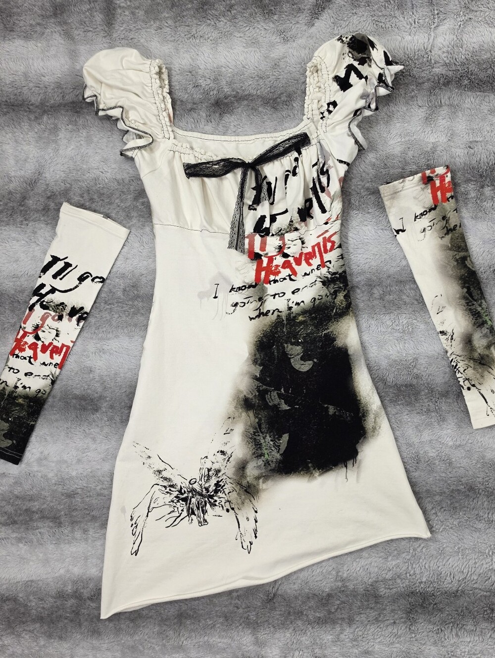Goth Alt Visual Kei Asymmetrical Dress and Gloves Set Cest Vous Medium